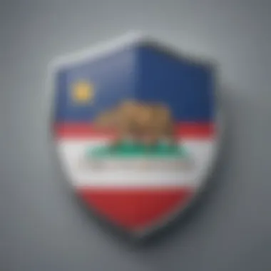 Cybersecurity shield incorporating California state flag