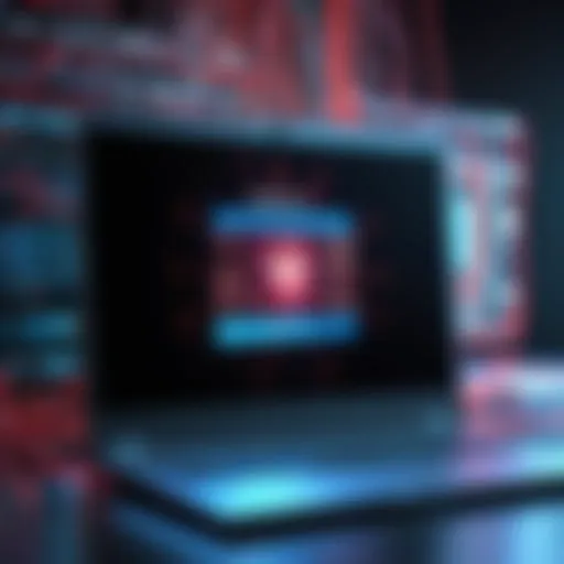 A representation of various ransomware types attacking a computer network