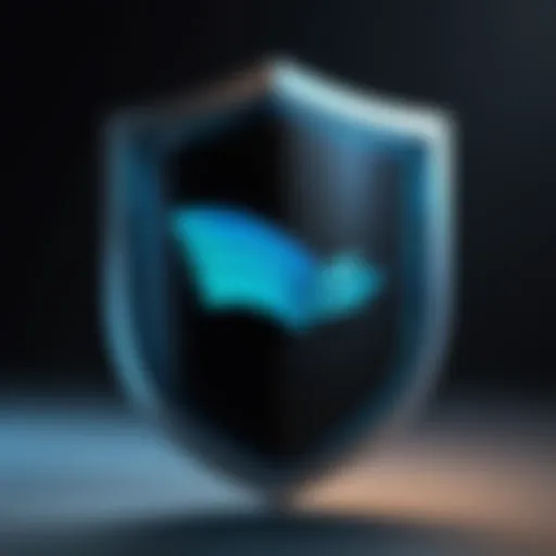 A shield symbolizing data protection against cyber threats.