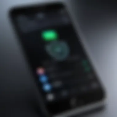 Close-up of an iPhone with a security interface displayed