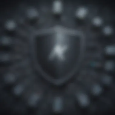 Fortified Cybersecurity Shield Thwarts Brute Force Intrusion Cybersecurity Shield Blocking Brute Force Attack