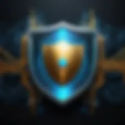 Abstract Conceptual Art: Shield Symbolizing Cybersecurity