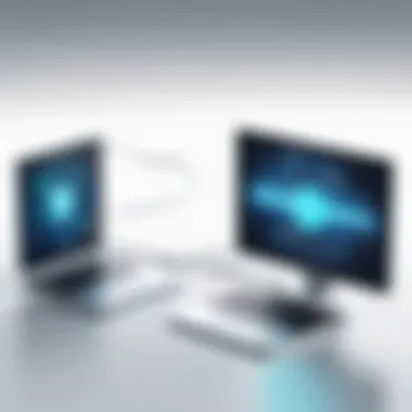 Data Transfer in IoT Illustration depicting data transfer and communication between IoT devices