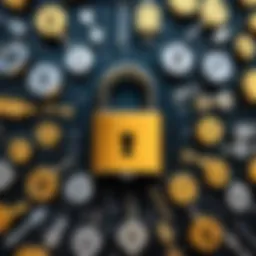 Illustration of cryptographic keys and locks symbolizing data security