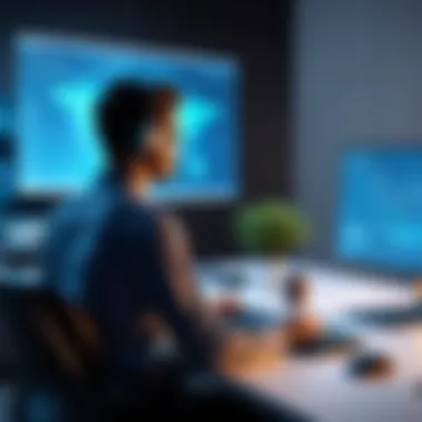 Cybersecurity Training Session An individual engaged in a cybersecurity training session.