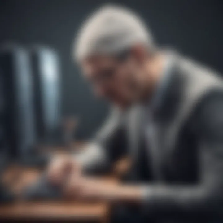 Illustration depicting disgruntled employee as an insider threat in cybersecurity