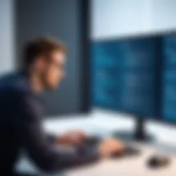 A professional examining a firewall interface