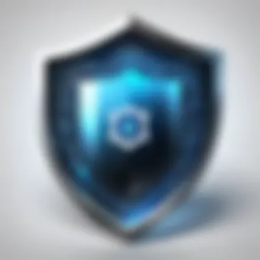 Digital Shield Symbolizing Cybersecurity A digital shield representing cybersecurity protection