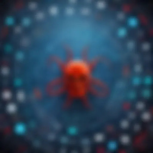 A visual representation of various malware types in a digital environment