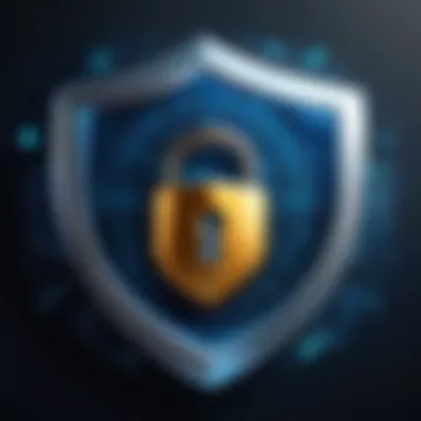 Cybersecurity Shield with Lock Symbol