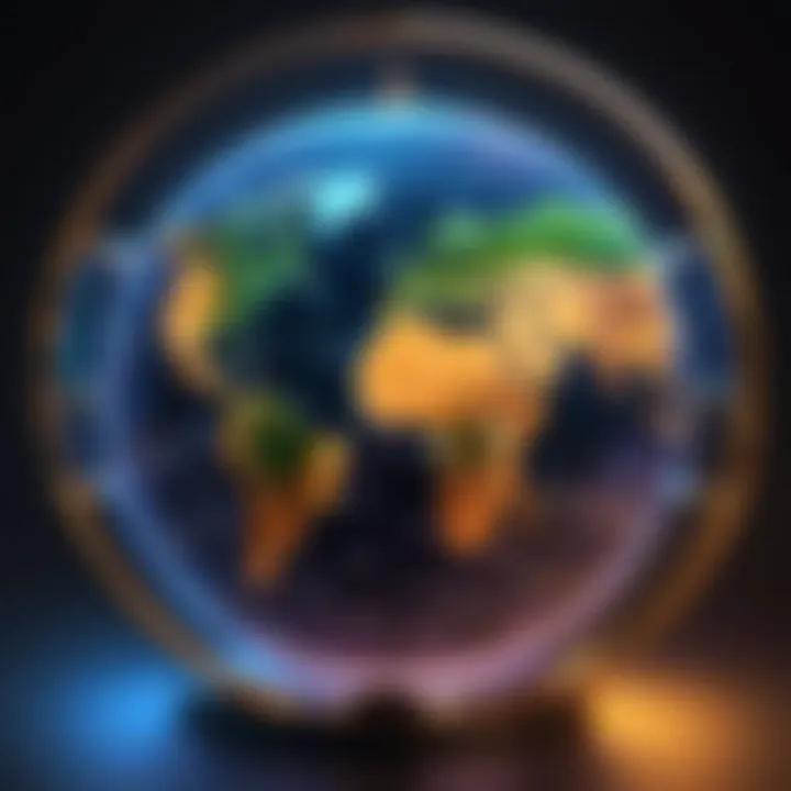 Illustration of globe with VPN tunnel for global secure connection