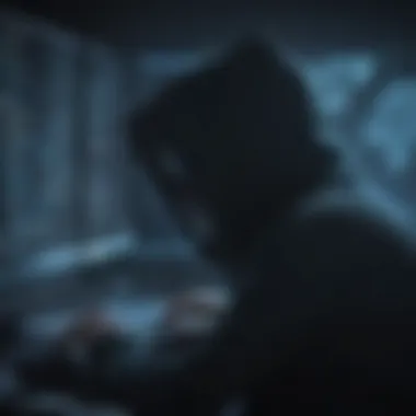 Hacker Silhouette Behind Computer Screen