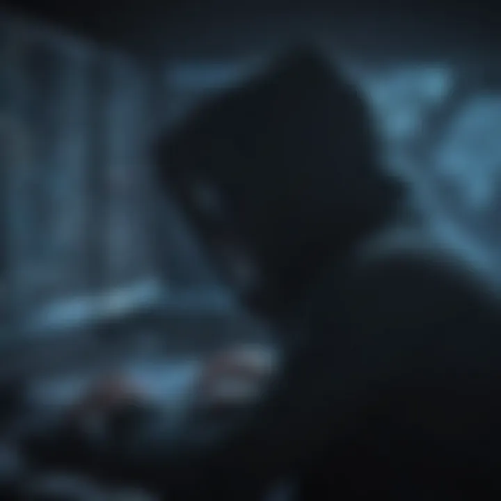 Hacker Silhouette Behind Computer Screen