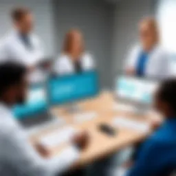 Healthcare professionals discussing Unite Here Health program