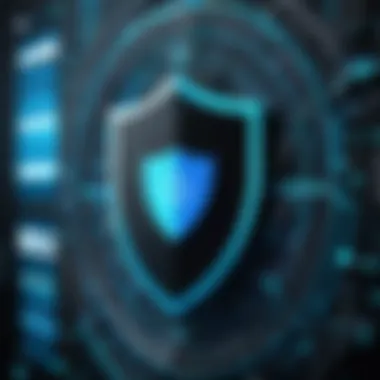 An encrypted connection represented by a shield and network