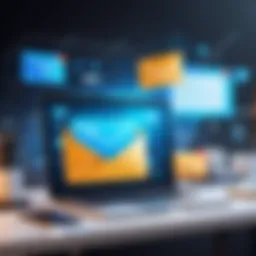 Illustration depicting the concept of email spoofing with visual elements representing cyber threats.