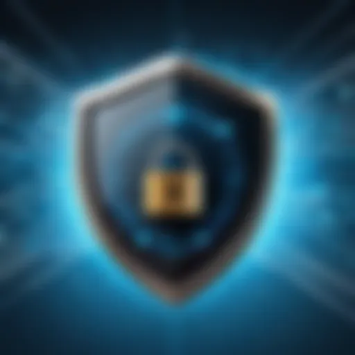 Shield with lock icon representing digital security