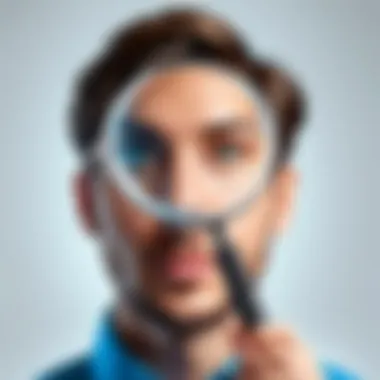 Scrutinizing Digital Personas for Authenticity A magnifying glass over a digital profile