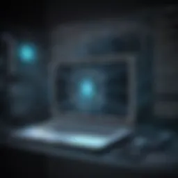 An abstract representation of the dark web with digital elements