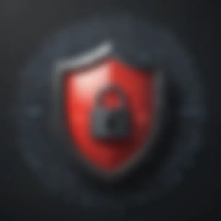 Shield with lock icon representing strong password security