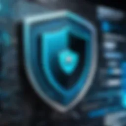 Illustration showcasing a digital shield representing cybersecurity measures.