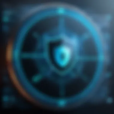Cybersecurity Defense A digital shield representing cybersecurity defense