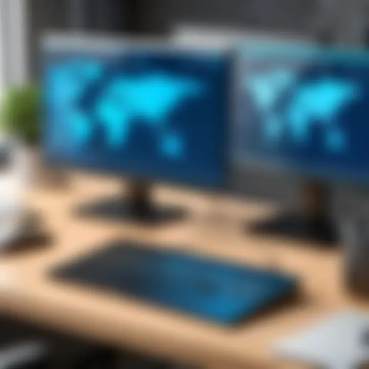 Illustration showcasing secure remote desktop operations