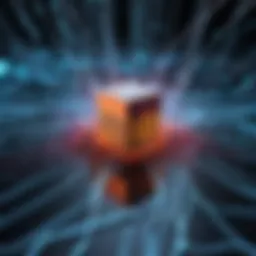 A digital representation of a malware attack in action, showcasing the infiltration of a secure network.