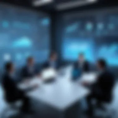 Business Strategies for Cybersecurity A business team discussing cybersecurity strategies