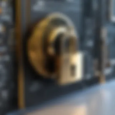 Conceptual Representation of Encrypted Data Concept of encrypted data represented by a digital lock and key
