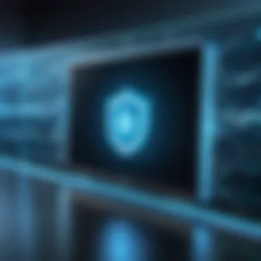 Network Firewall Protecting Digital Environments Illustration of a network firewall protecting a digital environment