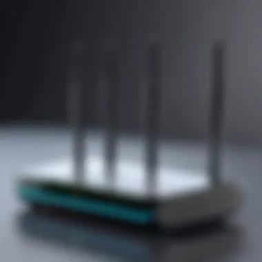 Sophisticated WiFi Router Technology A sophisticated WiFi router showcasing advanced technology.