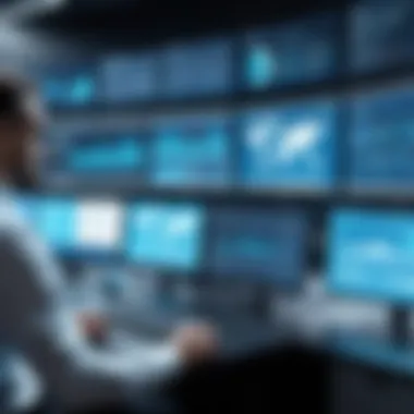 Data Analysis in Action SOC Analyst analyzing security data on multiple screens