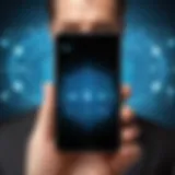 Concept of vishing with a phone and digital security symbols