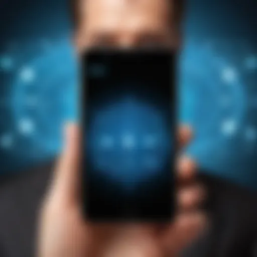 Concept of vishing with a phone and digital security symbols