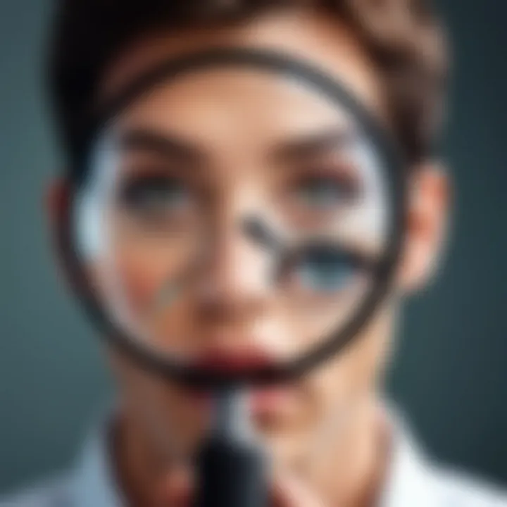 Magnifying glass revealing hidden identities