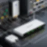 Wireless access point with Ethernet ports highlighting connectivity